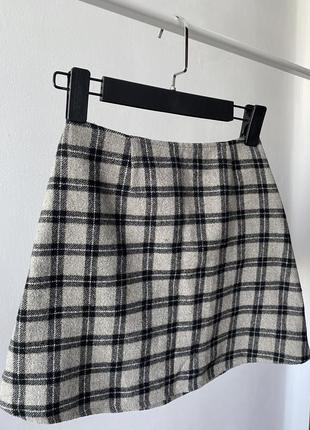 Спідниця в клітинку , тепла міні спілниця