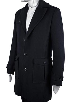 Ben sherman чоловіче люксове двобортне чорне вовняне пальто1 фото