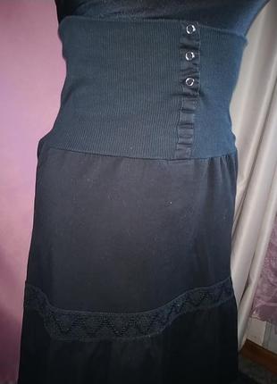 Черная юбка с рюшами3 фото