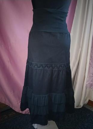 Черная юбка с рюшами4 фото