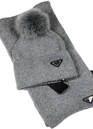 Теплый зимний набор шапка+шарф3 фото