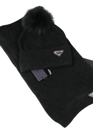 Теплый зимний набор шапка+шарф5 фото
