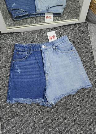 Новые джинсовые шорты колорблок h&m