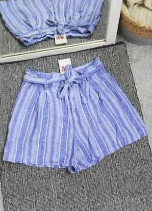 Новые льняные шорты с пояском h&m