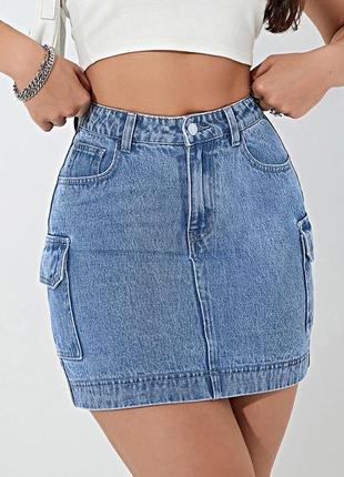 Джинсова міні-спідниця карго denim co zara hm
