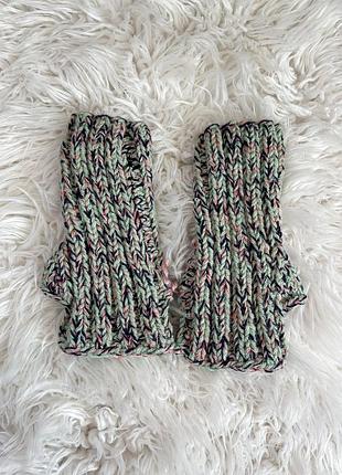 Вʼязані рукавиці без пальців 1+1=3