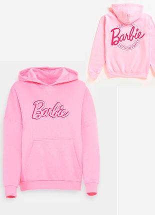 Женская розовая теплое худи с принтом barbie. барби s-xl