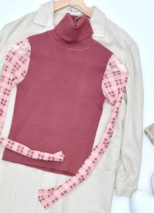 Zara новые коллекции, стильная кофточка в рубчик с рукавами сеткой,стан новой