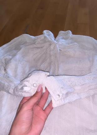 Блуза з бантом вінтажна  сорочка біла з мереживом брендова massimo3 фото