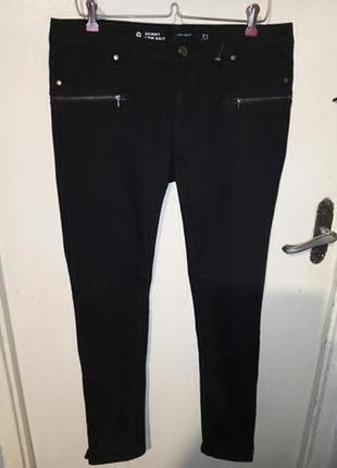 Стрейч,угольно-чёрные,зауженные джинсы,скинни с молниями,cubus1 фото