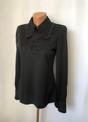Louis feraud 70е винтаж блуза черная в романтическом стиле с рюшами2 фото