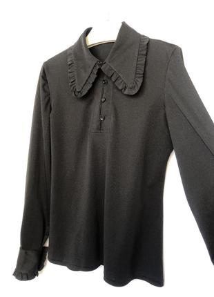 Louis feraud 70е винтаж блуза черная в романтическом стиле с рюшами4 фото