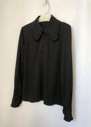 Louis feraud 70е винтаж блуза черная в романтическом стиле с рюшами5 фото
