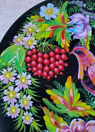 Декоративная тарелка с петриковской росписью3 фото