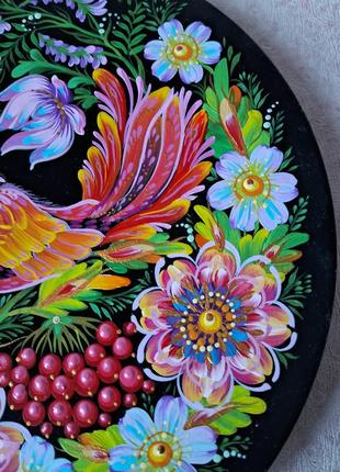 Декоративная тарелка с петриковской росписью5 фото