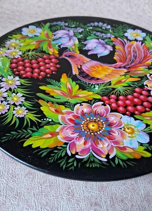 Декоративная тарелка с петриковской росписью6 фото