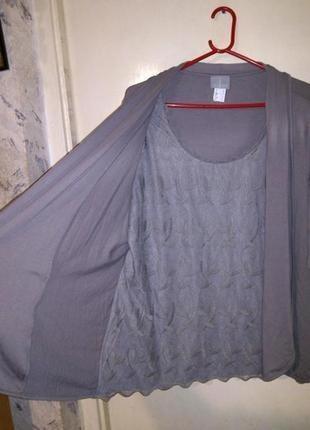 Стрейч,трикотажна-гіпюр,ошатна блузка-кардиган,2 в 1,великого розміру,fair lady,німеччина4 фото