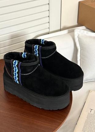 Угги з вишивкою ugg classic ultra mini platform