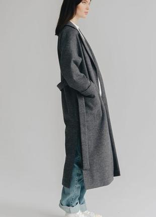 Женское пальто-халат season грэйс серого цвета2 фото