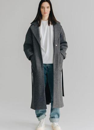 Женское пальто-халат season грэйс серого цвета4 фото
