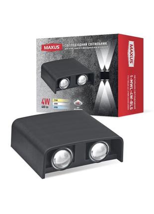 Светильник светодиодный настенный maxus mwl 4w 3cct ip65 bl square