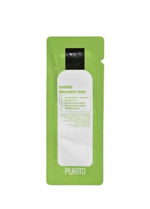 Успокаивающий и увлажняющий тонер без запаха пробник purito centella unscented toner