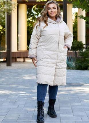 Двустороннее пальто 🩷 56 54 52 р 50 48 46 44 42 размеры большие батал женская куртка плащ женское р карманы длинная длинный р4 фото