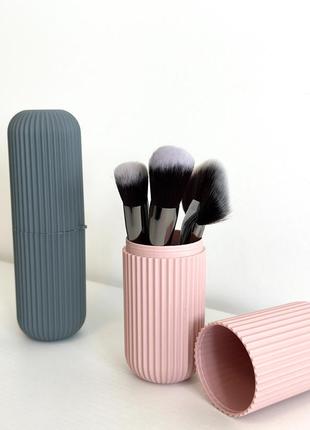 Тубус/органайзер для пензликів для макіяжу (рожевий колір)2 фото
