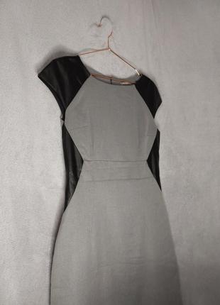 Женственное платье с кожаными вставками2 фото