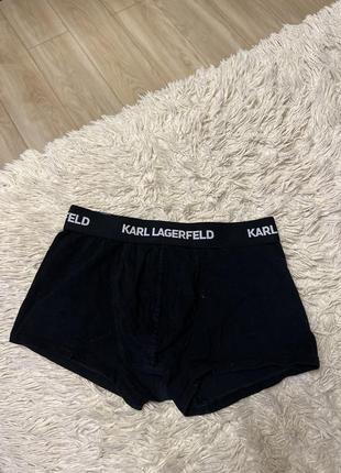 Трусы мужские karl lagerfeld боксеры шорты классные черные с логотипом на резинке