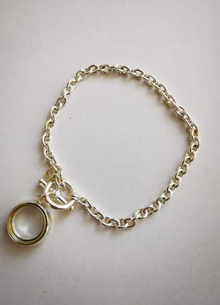 Красивый винтажный браслет из серебра с локетом1 фото