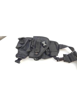 Тактическая кобура на ногу универсальная для пистолета. черная5 фото