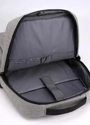 Крутий рюкзак з usb  роз'ємом для заряджання сірий2 фото