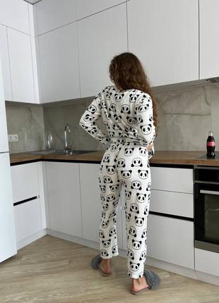 Теплая женская пижама с пандами5 фото