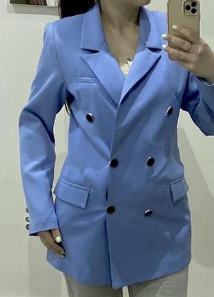 Пиджак голубой классический fashionista