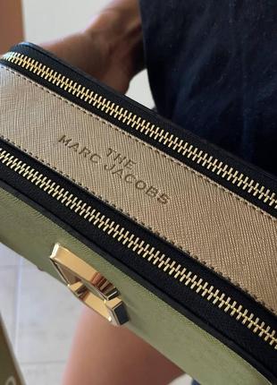 Женская кожаная сумка через плечо marc jacobs оливковая/золотая, стильная сумка, премиум качество8 фото