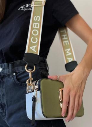 Женская кожаная сумка через плечо marc jacobs оливковая/золотая, стильная сумка, премиум качество1 фото