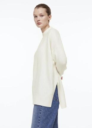 Жіночий светр джемпер пуловер гольф оверсайз білий з розрізами по боках h&m4 фото