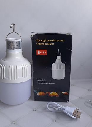 Аварійна лампочка  світлодіодна лампа з акумулятором  лампочка led 100w зарядка usb для кемпінгу1 фото