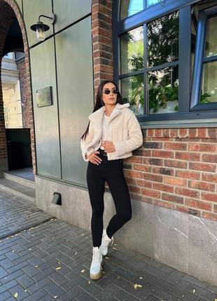 Дублянка вкорочена куртка хутряна4 фото