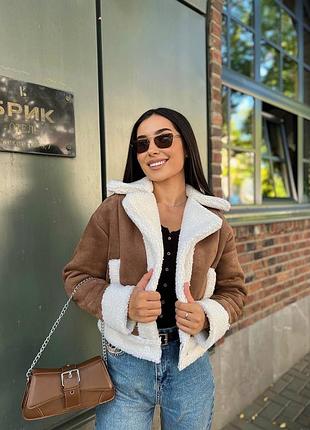 Дублянка вкорочена куртка хутряна10 фото