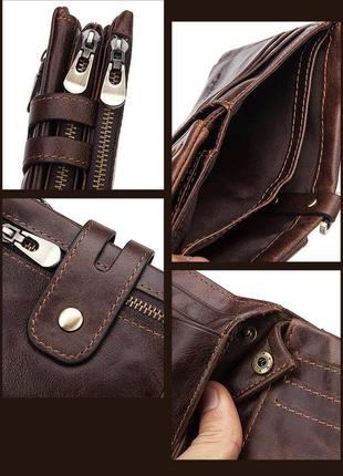 Кожаный кошелек из натуральной кожи (воловья кожа) с rfid-защитой. портмоне из кожи2 фото