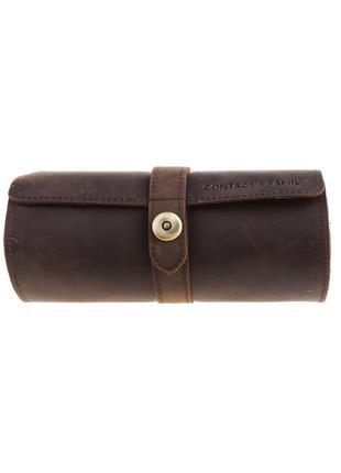 Бокс, шкатулка, футляр для часов на 3 отделения из натуральной кожи. crazy horse