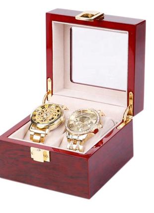Скринька для зберігання годинників, на 2 відділення. бокс для годинника. червона1 фото