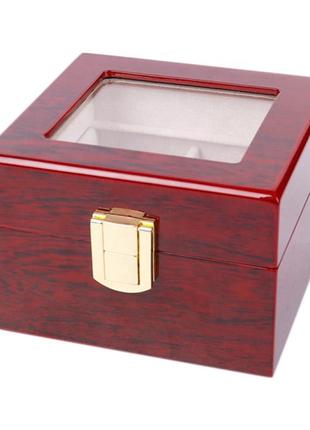 Скринька для зберігання годинників, на 2 відділення. бокс для годинника. червона3 фото