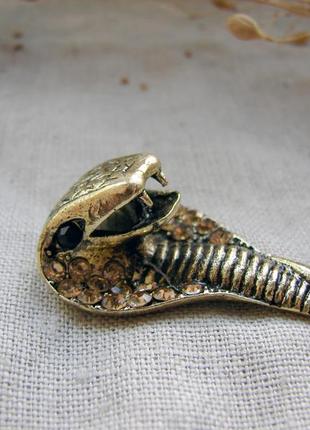 Шпилька для волос кобра змея. украшение для волос со змеей. цвет бронза античное золото4 фото