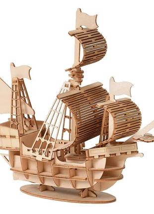Декоративная деревьяная игрушка-пазл  3d "корабль"