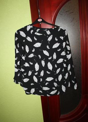 Красивая шифоновая блузка с рисунком перышек, 12 размер, на наш 48-50 от walli1 фото