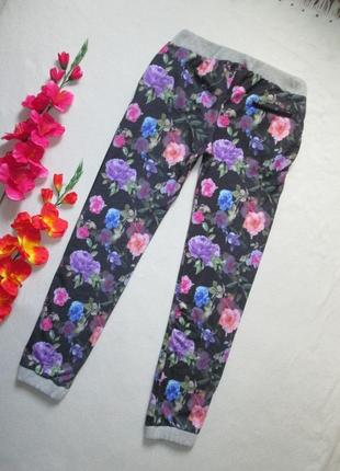 Бесподобные трикотажные подростковые спортивные штаны с начесом в цветочный принт cool cat4 фото