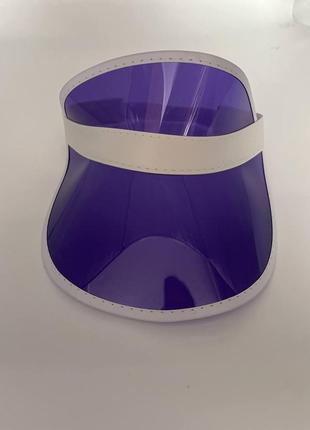 Дефект! женский пластиковый прозрачный козырёк лого брендированный фиолетовый2 фото